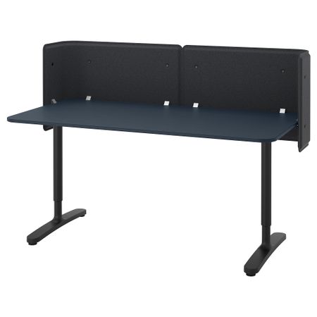 Стол для приемной БЕКАНТ, линолеум синий, черный (160x80 55 см)