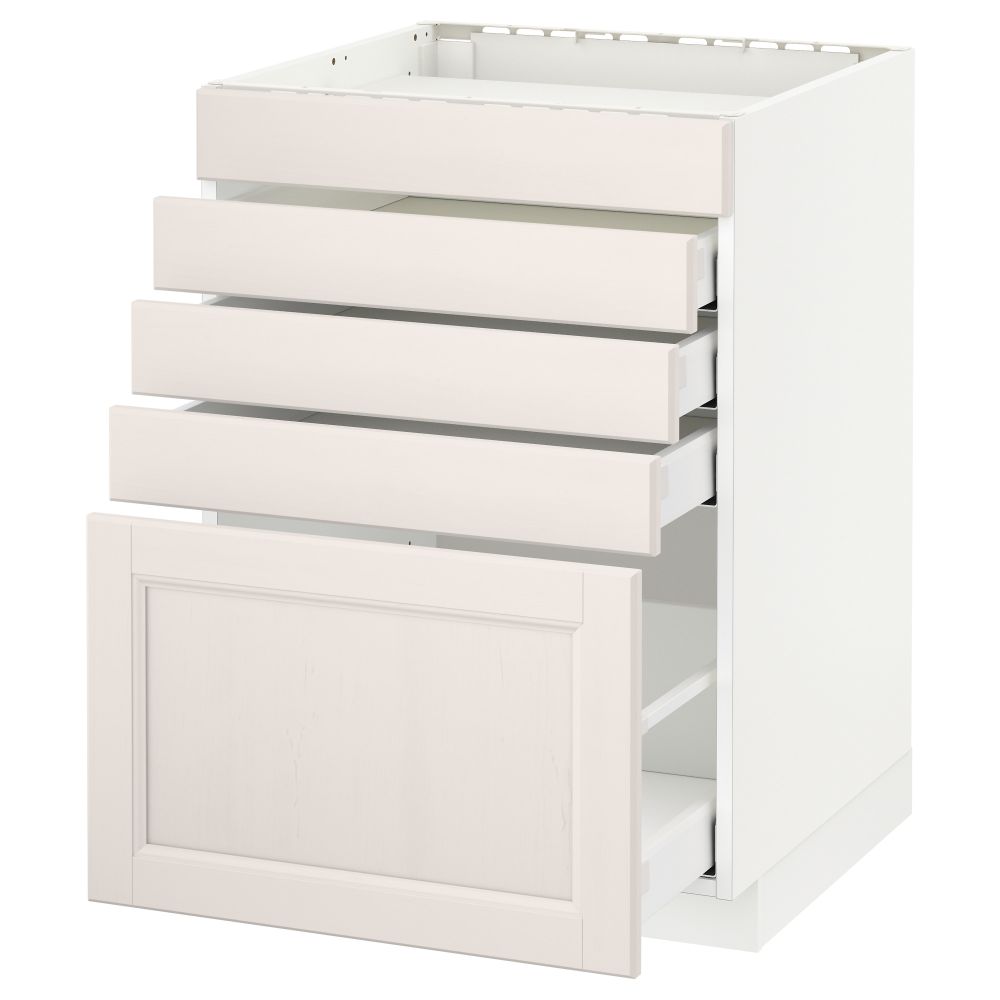 Напольный шкаф для варочной панели, 5 фасадов, 4 ящиков МЕТОД / МАКСИМЕРА, белый, Лаксарби белый - схема-чертеж с размерами