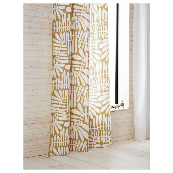 Гардины, 2 шт., бежевый, белый, 145x300 см IKEA MAJSMOTT 105.565.03 - фото 3