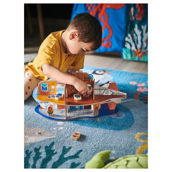 Ковер, орнамент «обитатели океана», разноцветный, 133x133 см IKEA BLÅVINGAD 805.283.66 - схема-чертеж с размерами