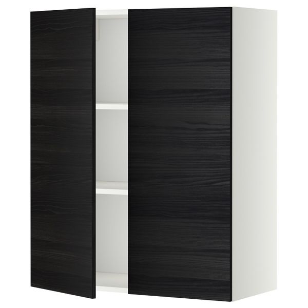 Навесной шкаф с полками/2дверцы, белый, Тингсрид черный 80x100 см IKEA МЕТОД 792.244.36 - схема-чертеж с размерами