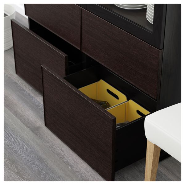 Комбинация для хранения со стеклянными дверцами БЕСТО, черно-коричневый Синдвик, Инвикен черно-коричневый прозрачное стекло - схема-чертеж с размерами