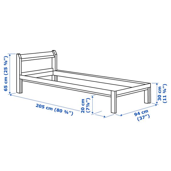 Каркас кровати, сосна 90x200 см IKEA NEIDEN НЕЙДЕН 003.952.47 - схема-чертеж с размерами
