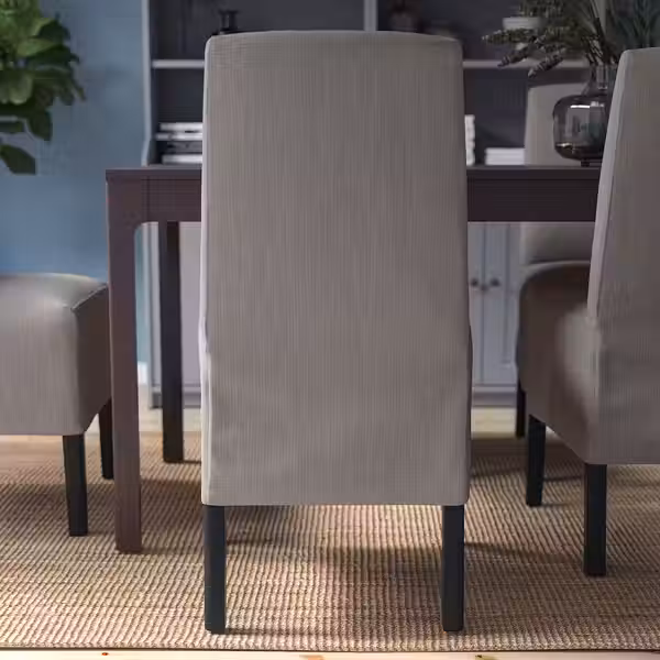 BERGMUND Стул с чехлом средней длины - чёрный/Nolhaga серый/бежевый - фото 6