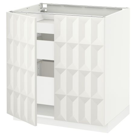 Напольный шкаф с 2 дверцами, 3 ящиками МЕТОД / МАКСИМЕРА, белый, Гэррестад белый (80x60 см)