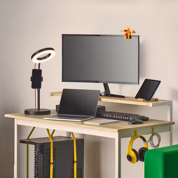 UTVISNING УТВИСНИНГ Геймерский стол с полкой - под ясень/белый 120x60 см - фото 5