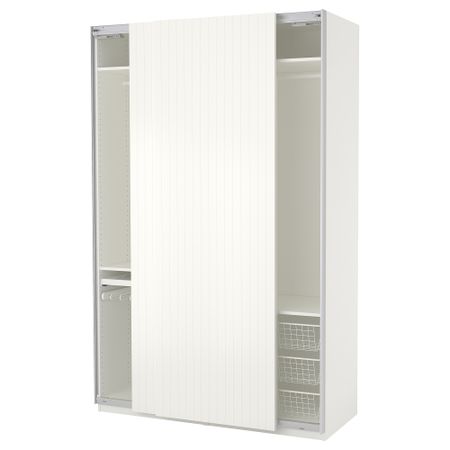 Гардероб ПАКС, белый, Своркмо полоска белый/бежевый (150x66x236 см)