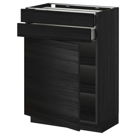 Напольный шкаф с дверцей, 2 ящиками МЕТОД / МАКСИМЕРА, черный, Тингсрид черный