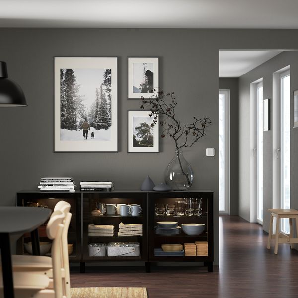 Комбинация для хранения с дверцами, черно-коричневый/глассвик/стуббарп черный-прозрачное стекло 180x42x74 см IKEA BESTÅ БЕСТО - фото 3