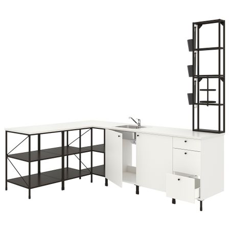 Угловая кухня, антрацит, белый IKEA BEGIVENHET БЕГИВЕНХЕТ 693.382.35
