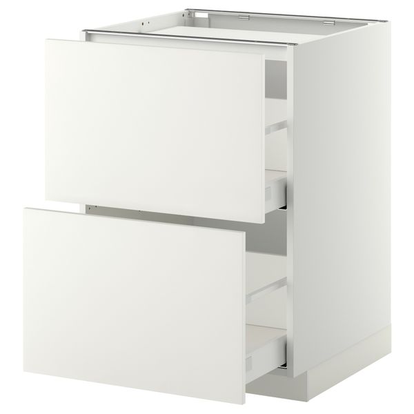 Напольный шкаф, 2 фронтальных панели, 3 ящика МЕТОД / МАКСИМЕРА, белый, Хэггеби белый - фото 1