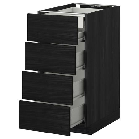 Напольный шкаф 4 фронтальных, 2 низких, 3 средних ящ, черный, Тингсрид черный 40x60 см IKEA МЕТОД / ФОРВАРА 592.672.95