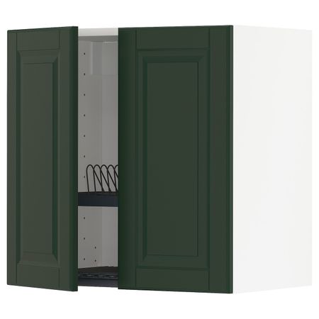 Навесной шкаф с посудной сушилкой, 2 дверец, белый/Будбин темно-зеленый 60x60 см IKEA METOD МЕТОД 693.123.44