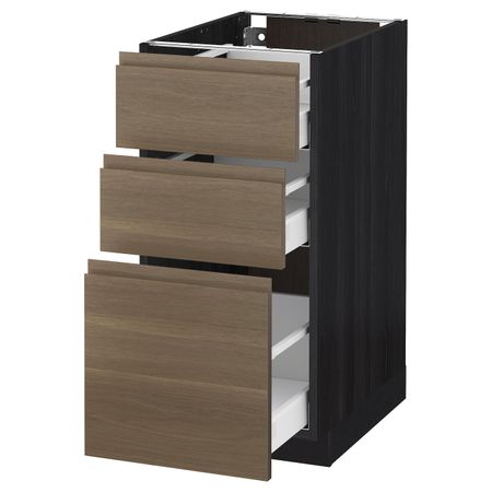 Напольный шкаф с 3 ящиками, черный/Воксторп грецкий орех 40x60 см IKEA МЕТОД / МАКСИМЕРА 992.385.12