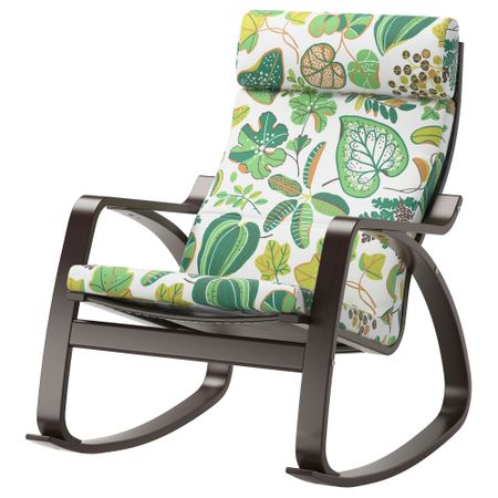 Кресло-качалка ПОЭНГ, черно-коричневый, Симмарп зеленый