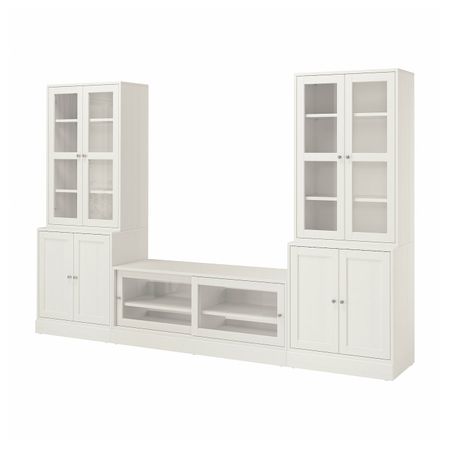 Шкаф для ТВ, комбинированный, стекляные дверцы, белый 322x47x212 см IKEA HAVSTA ХАВСТА 993.862.01