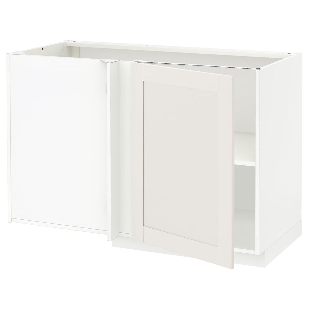 Угловой напольный шкаф с полкой, белый/Сэведаль белый 128x68 см IKEA METOD МЕТОД 592.231.88 - схема-чертеж с размерами