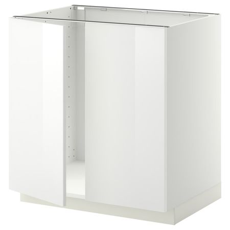 METOD Напольный шкаф для мойки+2 двери - белый/Ringhult белый 80x60 см