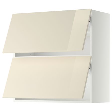 Навесной шкаф, 2 дверцы, горизонтальный МЕТОД, белый, Рингульт кремовый