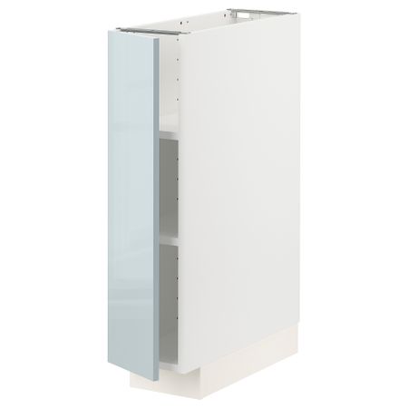 Напольный шкаф с полками, 20x60 см, белый, Kallarp серо-синий светлый IKEA METOD МЕТОД 294.795.43