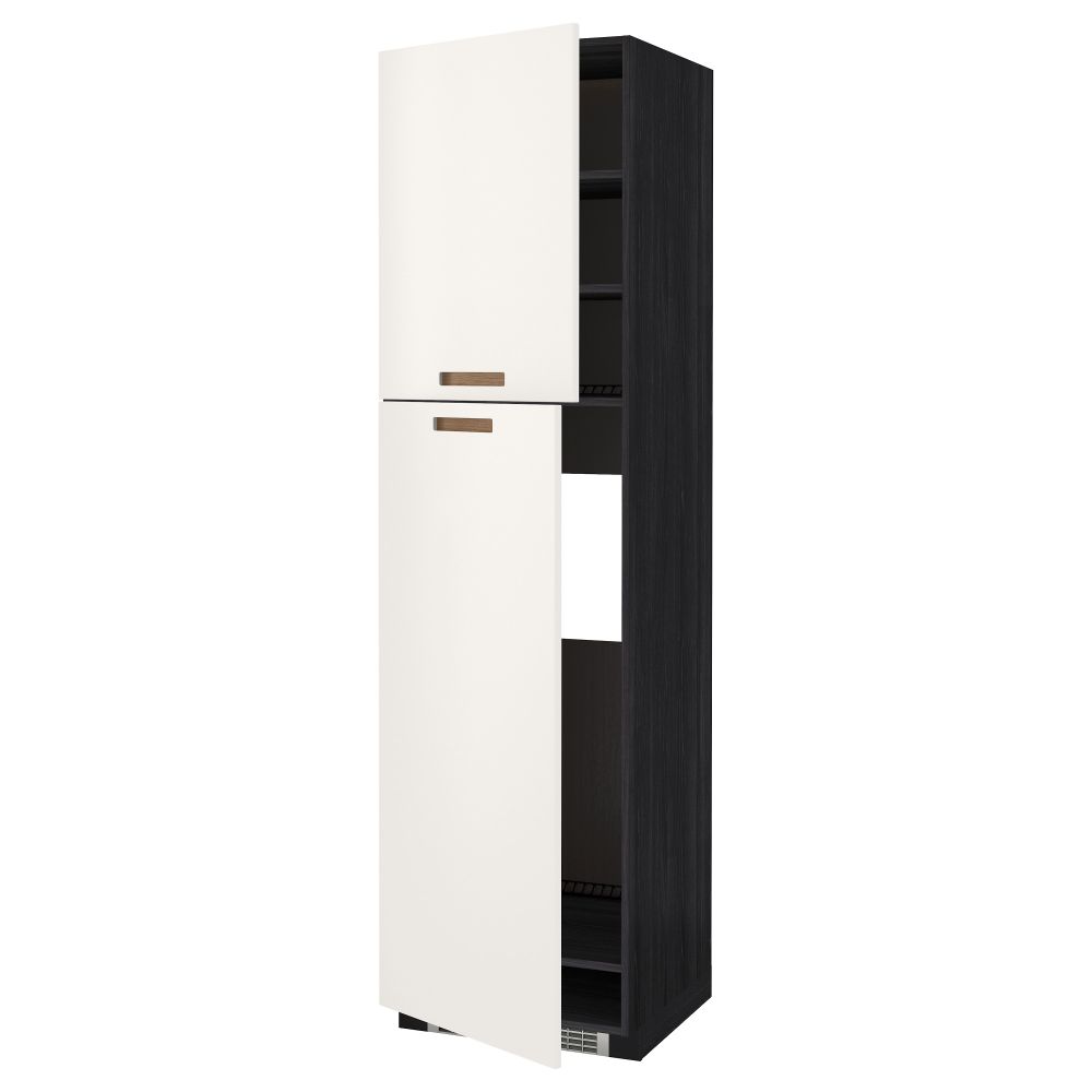 Высокий шкаф для холодильника, 2 дверцы МЕТОД, черный, Мэрста белый - схема-чертеж с размерами