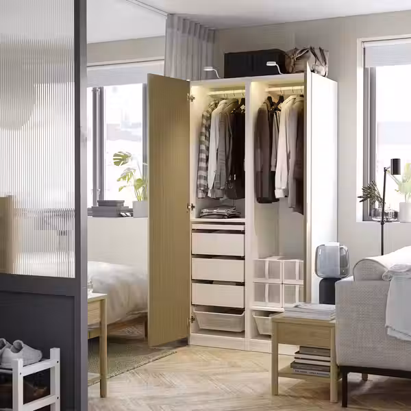 PAX / TONSTAD Гардероб, комбинация - белый/дубовый шпон 100x60x201 см - фото 3