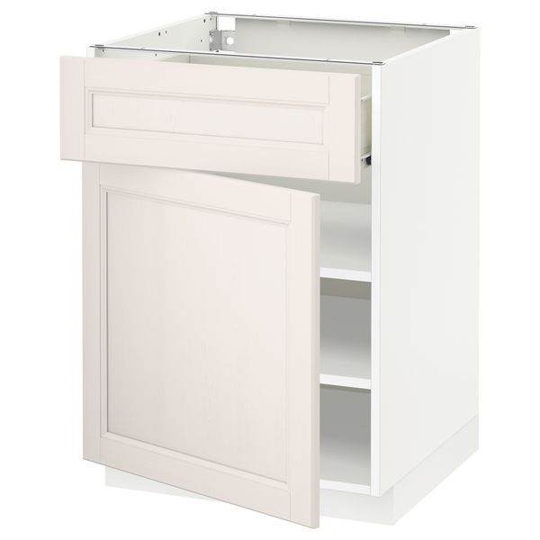 Напольный шкаф с ящиком, дверью МЕТОД / ФОРВАРА, белый, Лаксарби белый - схема-чертеж с размерами