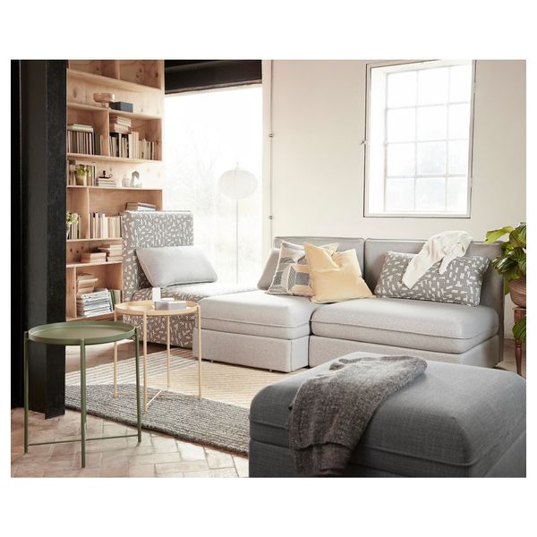 3-местный диван ВАЛЛЕНТУНА, Оррста светло-серый, Фуннарп черный/бежевый - схема-чертеж с размерами