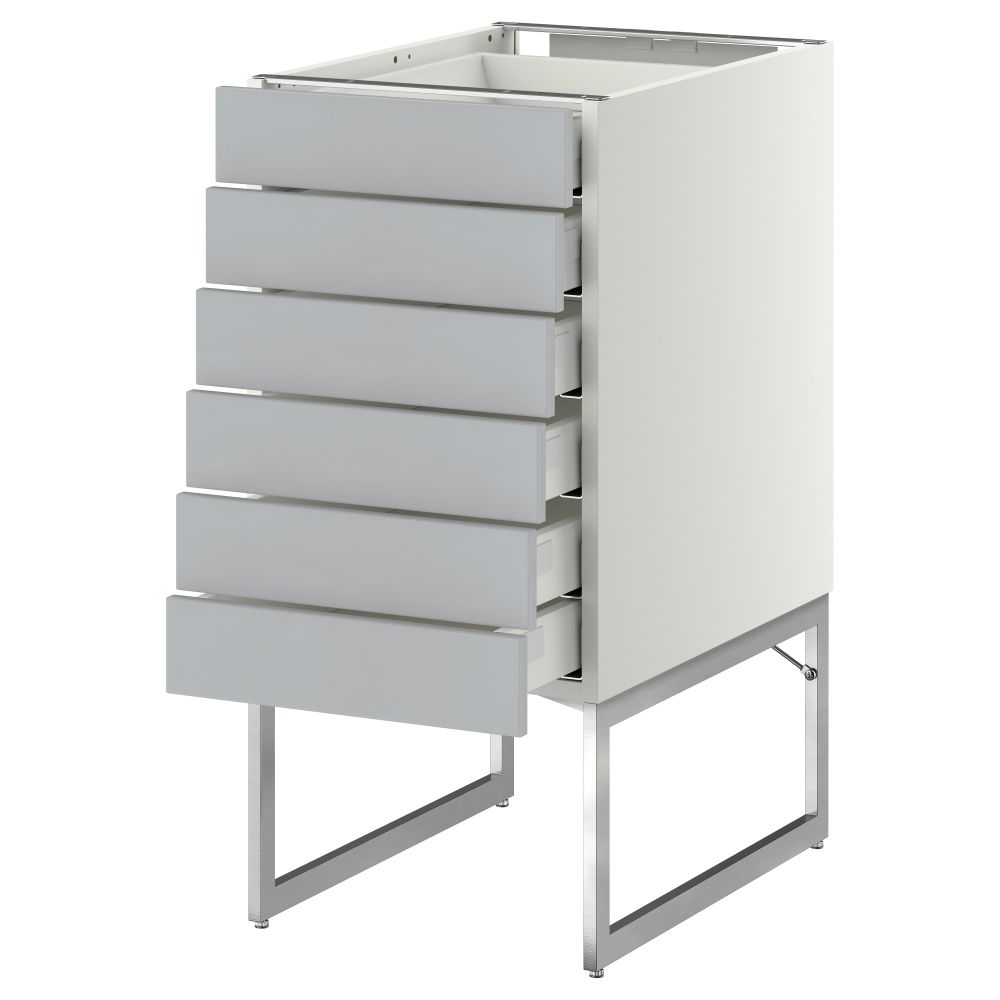 Напольный шкаф 6 фронтальных панелей, 6 нижних ящиков МЕТОД / МАКСИМЕРА, белый, Веддинге серый - схема-чертеж с размерами