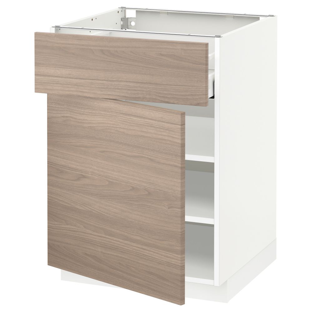 Напольный шкаф с ящиком, дверью МЕТОД / МАКСИМЕРА, белый, Брокхульт светло-серый - схема-чертеж с размерами