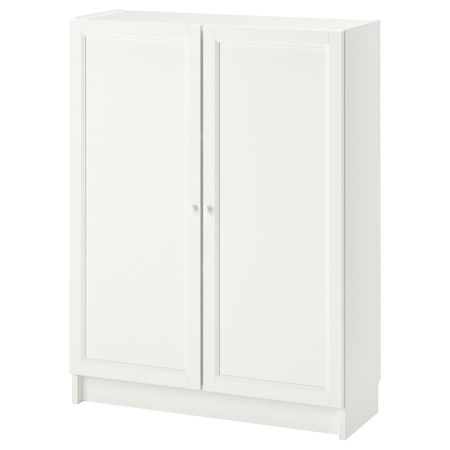 Стеллаж с дверьми, белый 80x30x106 см IKEA BILLY БИЛЛИ / OXBERG ОКСБЕРГ 192.810.43