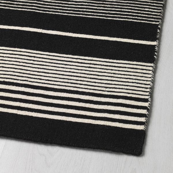 Ковер безворсовый, черный/белый, полоска 80x200 см IKEA ВЕСЛЁС 004.187.05 - фото 2