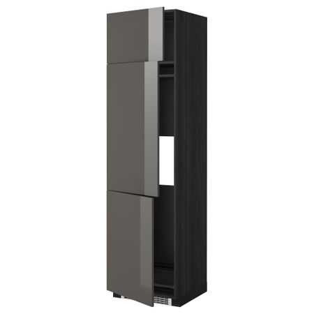 Высокий шкаф для холодильника или морозильника, с 3 дверями МЕТОД, черный, Рингульт серый