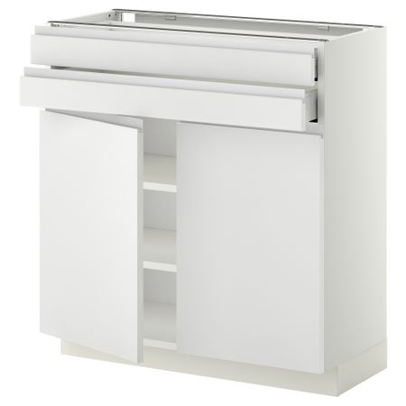 Напольный шкаф, 2 дверцы, 2 ящика МЕТОД / МАКСИМЕРА, белый, Нодста белый