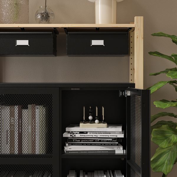 2 секции, полки, шкафы, 175x30x124 см, сосна, черный сетка IKEA IVAR ИВАР 895.080.95 - фото 4