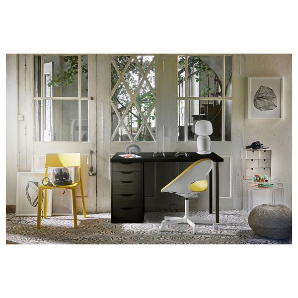 Письменный стол, 120x80 см, черный, черно-коричневый IKEA ALEX АЛЕКС, MÅLVAKT МОЛВАКТ 594.400.16 - схема-чертеж с размерами