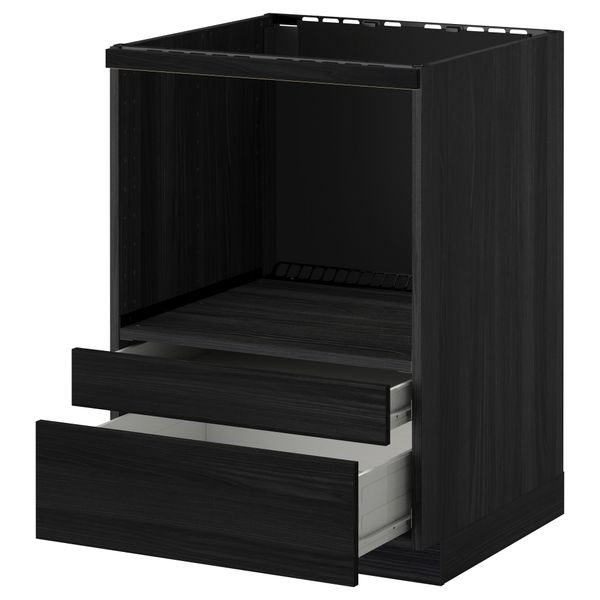 Напольный шкаф для комбинирования СВЧ, ящики МЕТОД / ФОРВАРА, черный, Тингсрид черный (60x60 см) - схема-чертеж с размерами