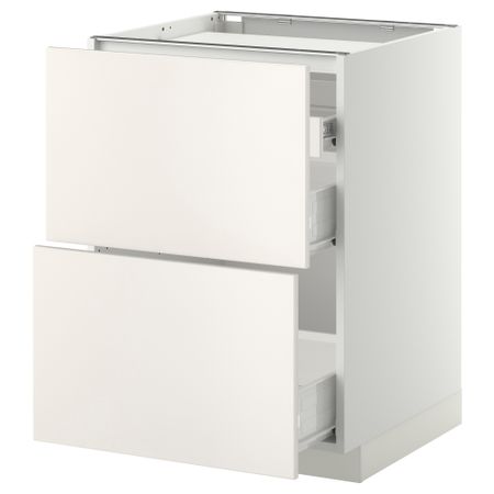 Напольный шкаф, 2 фронтальных панели, 3 ящика МЕТОД / ФОРВАРА, белый, Веддинге белый