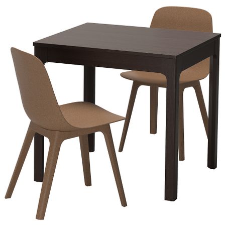 Стол и 2 стула ЭКЕДАЛЕН / ОДГЕР, темно-коричневый, коричневый (80/120 см)