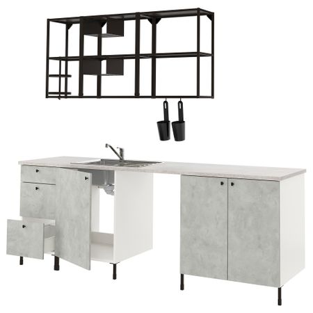 Кухня, 243x63.5x222 см, антрацит, под бетон IKEA BEGIVENHET БЕГИВЕНХЕТ 593.378.30