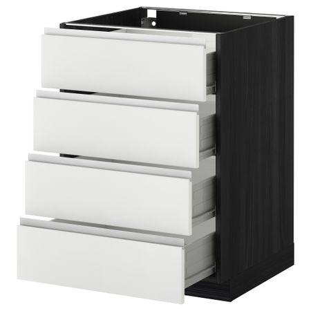 Напольный шкаф 4 фронтальных панели, 4 ящика МЕТОД / ФОРВАРА, черный, Нодста белый