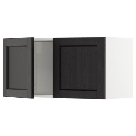 Навесной шкаф с 2 дверцами, белый/Лерхюттан черная морилка 80x40 см IKEA METOD МЕТОД 994.469.45