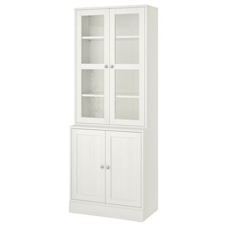 Комбинация для хранения с стеклянная двр, белый 81x47x212 см IKEA HAVSTA ХАВСТА 892.659.83