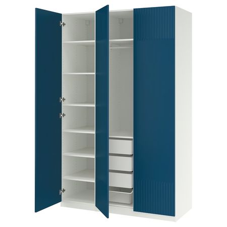 PAX / FYRUDDEN Гардероб, комбинация - белый/синий 150x60x236 см