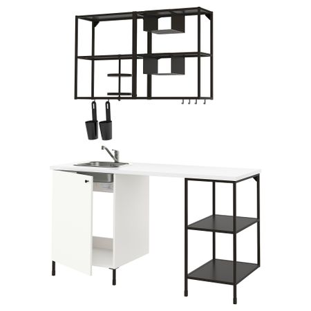 Кухня, антрацит, белый, 163x63.5x222 см IKEA BEGIVENHET БЕГИВЕНХЕТ 993.372.82
