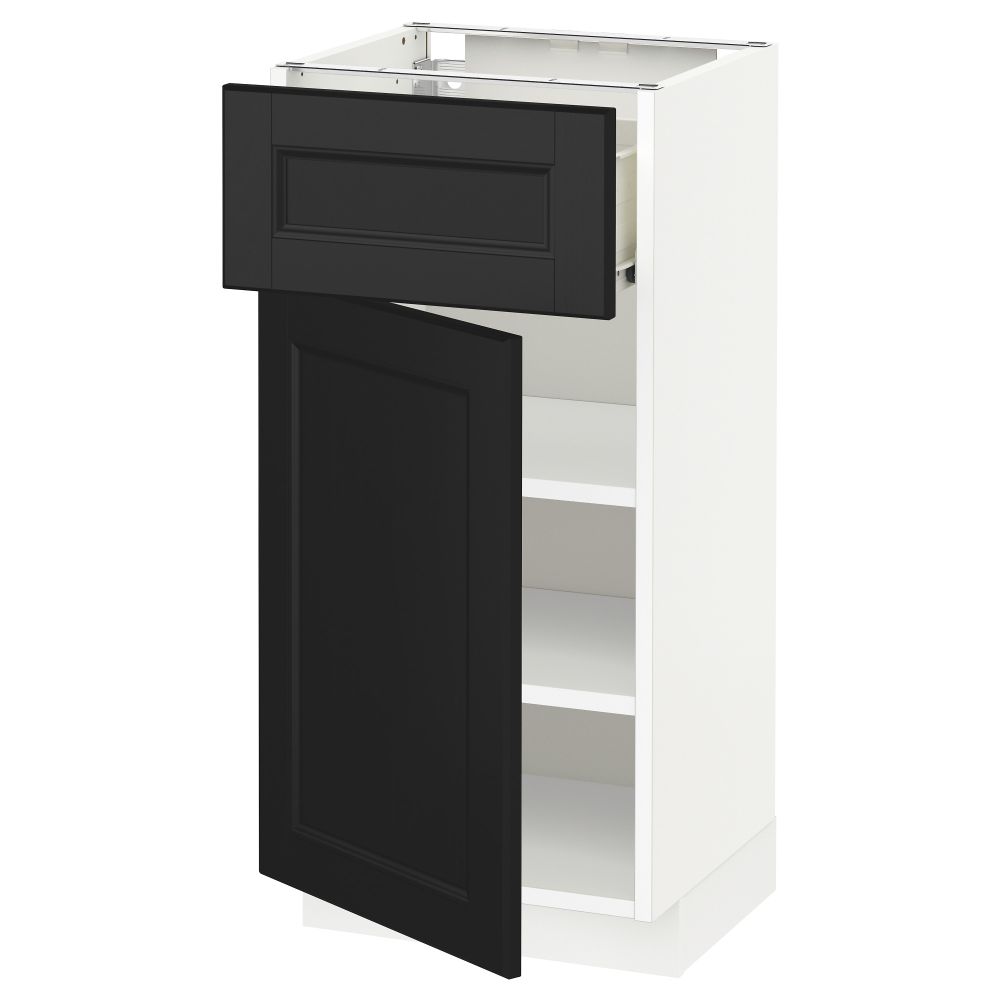 Напольный шкаф с ящиком, дверью МЕТОД / ФОРВАРА, белый, Лаксарби черно-коричневый - схема-чертеж с размерами