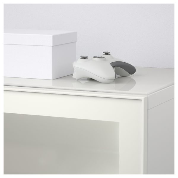 Шкаф для ТВ, комбинированный, стекляные дверцы БЕСТО, белый, Сельсвикен глянцевый/белый матовое стекло (240x40x230 см) - фото 5