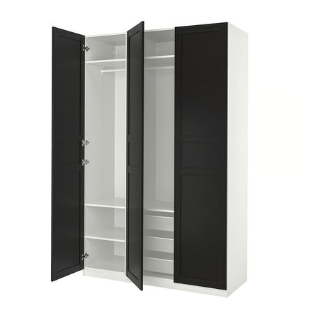 PAX / FLISBERGET Гардероб, комбинация - белый/антрацит 150x60x236 см