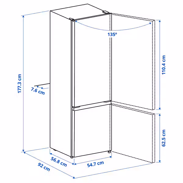 LAGAN Холодильник/ морозильник - отдельно стоящий/белый 197/65 л - фото 8