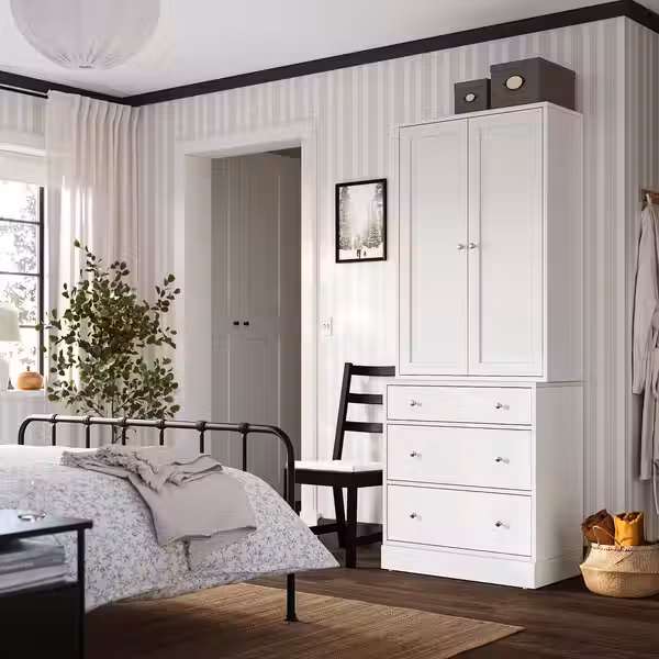 HAVSTA Комбинация для хранения с ящиками - белый 81x47x212 см - схема-чертеж с размерами